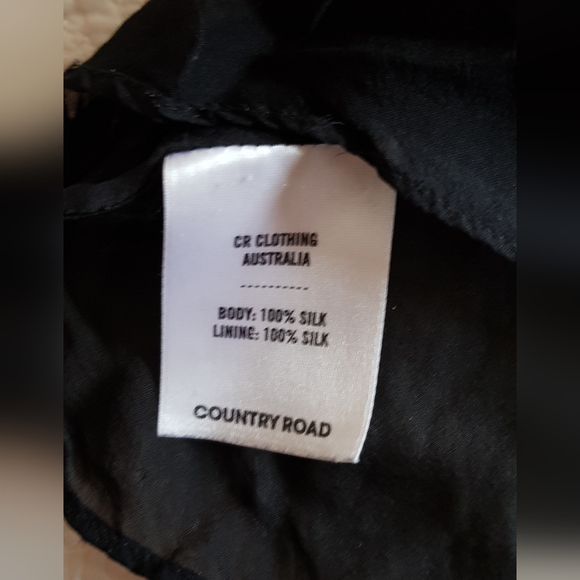 Country Road 100% silk black mini skirt flounce trim - Picture 7 of 8